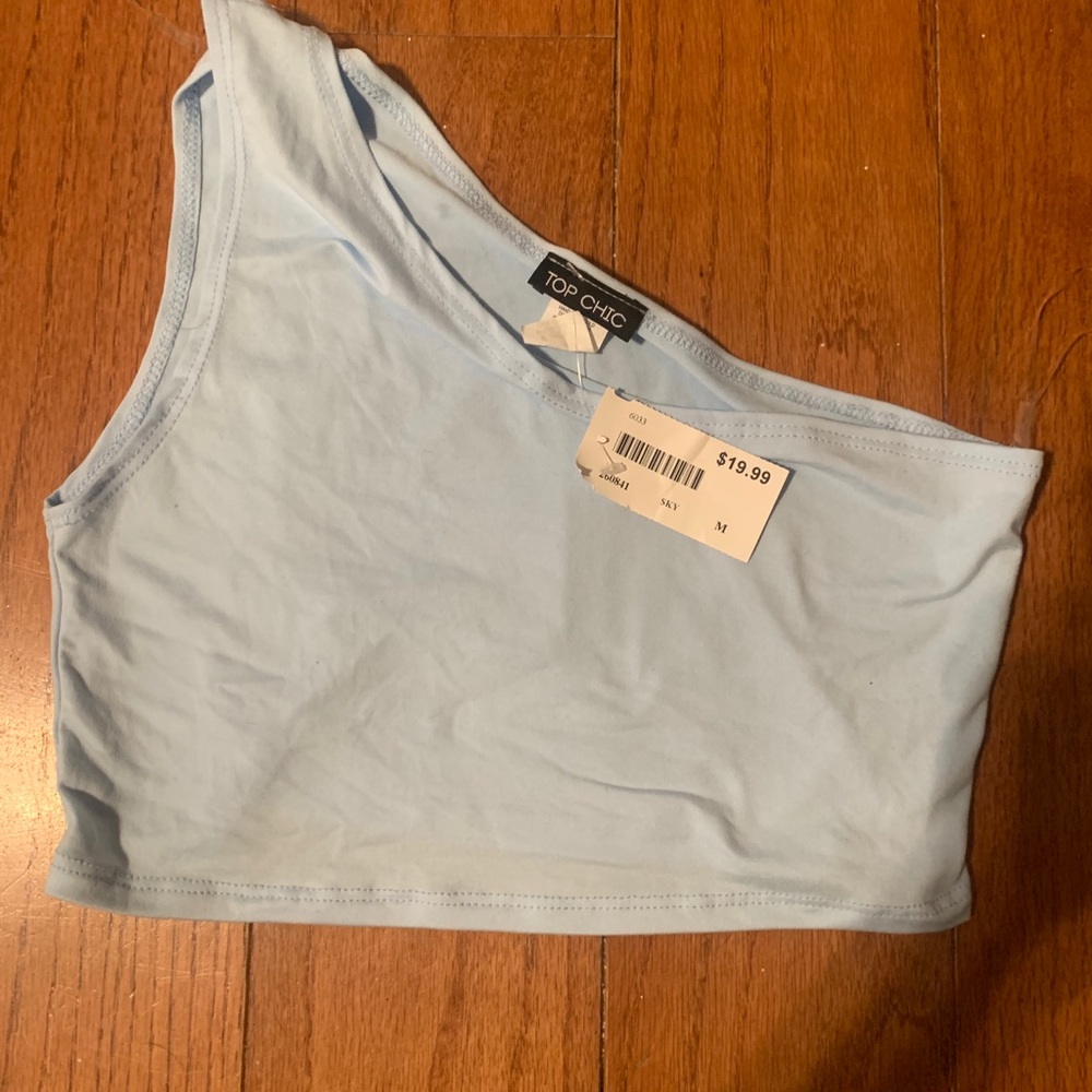 Baby blue asymmetrical crop top
